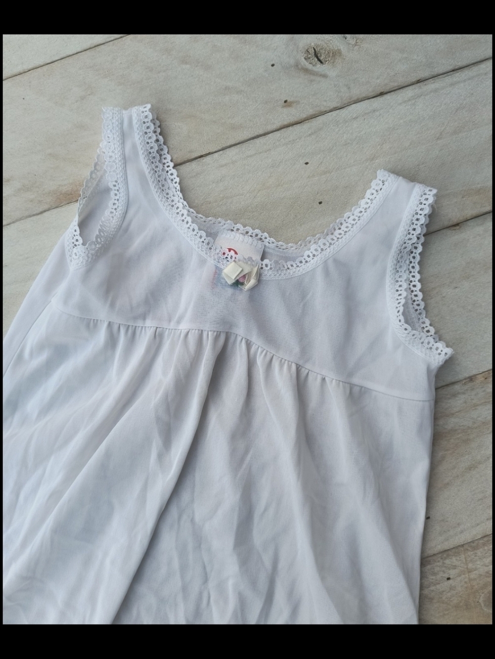 Vintage Candy Kane By Imerman Girls Size 4 White Slip Lace Eyelet Trim Pink Rose - Picture 2 of 4